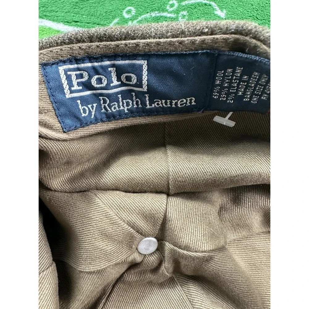 Polo Ralph Lauren Brown VTG Wool Blend Horse Furnishing Strapback Mens Hat